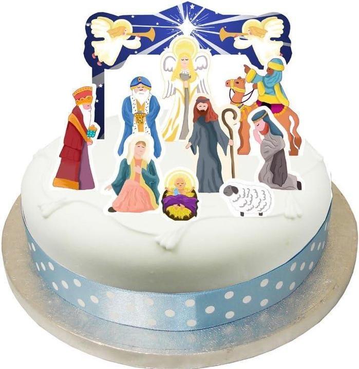 Actual product image Anniversary House Nativity Christmas Cake Topper Set (Pack of 10)