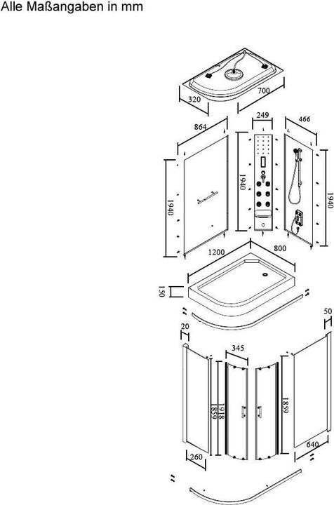 Immagine prodotto Home Deluxe Doccia a vapore con cascata sauna a vapore MANTA XL, 120x80x220cm - Sinistra