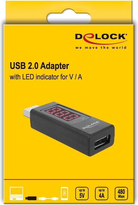 Actual product image Delock USB ammeter adapter with LED display (USB 2.0, 2.20 cm)