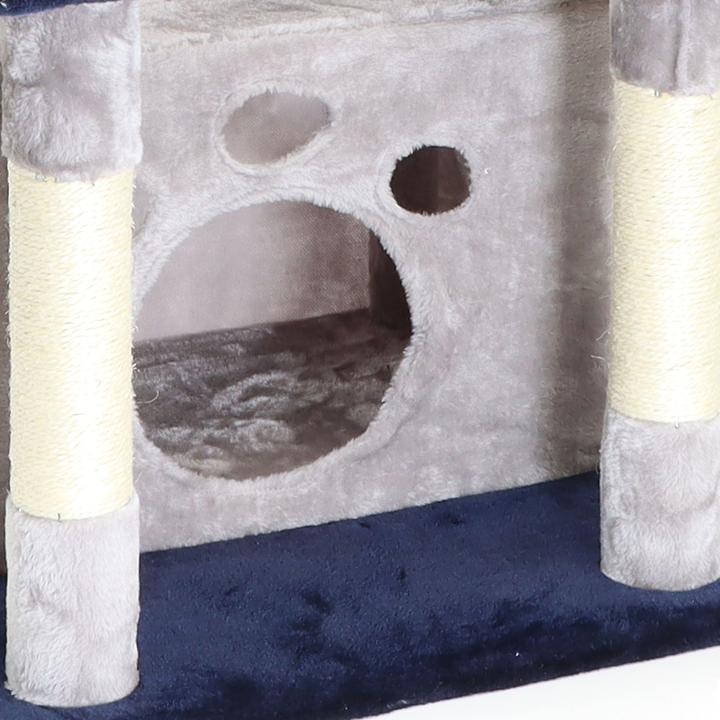 Actual product image Fudajo Cat Tree Light Grey Scratching Tree 134cm High Climbing Tree with Cat House and Hammock (134 cm, Light grey)