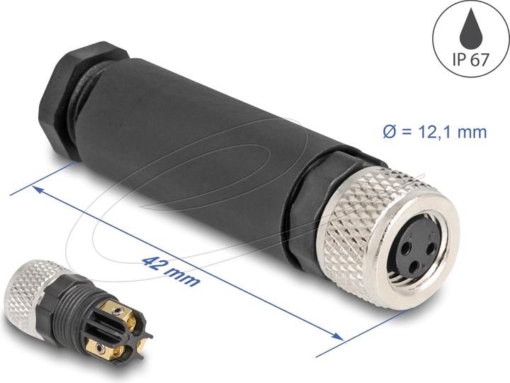 Image du produit Delock Connecteur M8 A-codé 3 broches femelles pour le montage