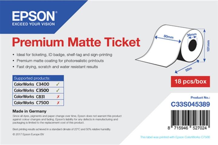 Epson Étiquette de ticket Premium 76 mm x 35 m