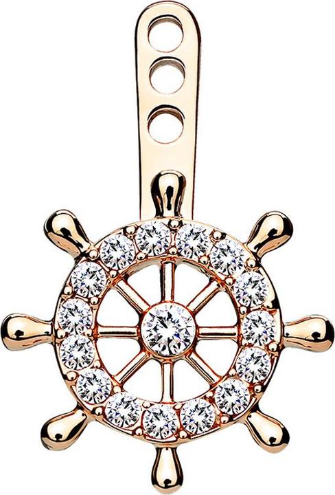 Star Piercing Ohrring Ear Jacket rosegold Yachtrad (Messing)