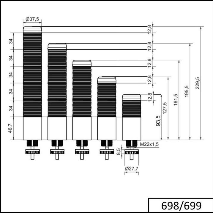 Produktbild Werma K37 Signal Tower G/Y/R+Buz Cable