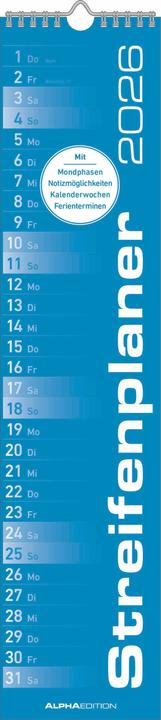 Produktbild StreifenplanerBLAU2026-Streifenkalender-Wandplaner-Küchen-Kalender-11 (Deutsch)