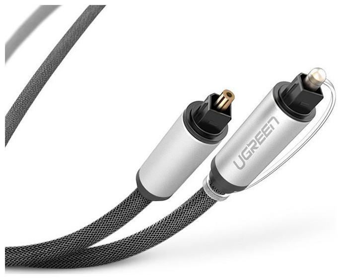 Actual product image Ugreen AV108 Toslink Audio optical cable, braided aluminium, 1.5m (grey) (1.50 m, TOSLINK)