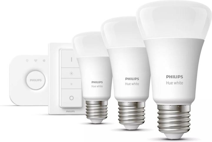 Philips Hue White BT Starterset (E27, 9.50 W, 806 lm, 3 x, F)