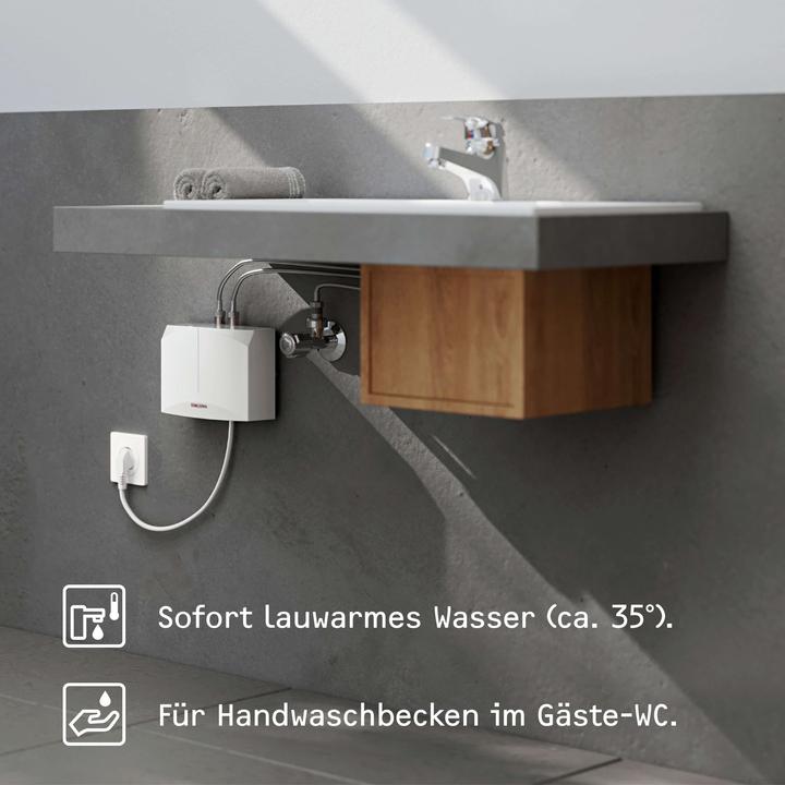 Produktbild Stiebel Eltron DNM 3+MAZ Mini-Durchlauferhitzer+2-Griff Armatur nur fürs Handwaschbecken, 3,5 kW, mit Stecker
