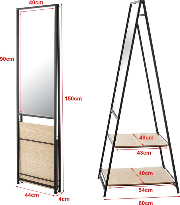 Produktbild En.Casa Standspiegel Chamois mit 2 Ablagen (44 x 150 cm)