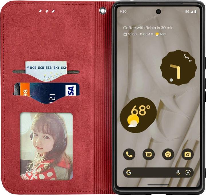 Produktbild König Design Hülle Handy Schutz für Google Pixel 7A Case Cover Klapp Tasche Wallet Etuis Neu (Google Pixel 7a)