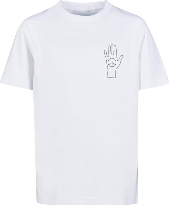 Merchcode Peace - Scribble Hand White Kids Basic Tee - 174561 (158)