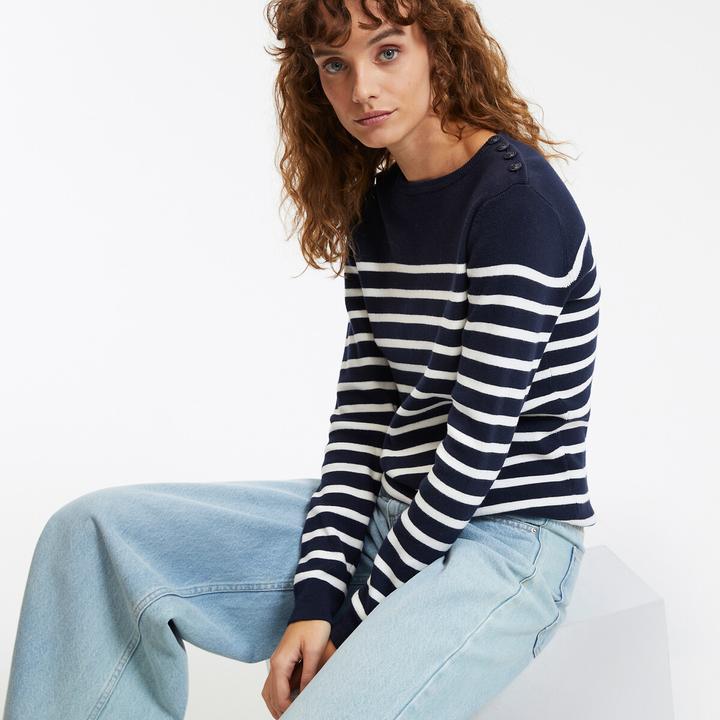 Produktbild La Redoute Collections Matrosenpullover aus Bio-Baumwolle (S)