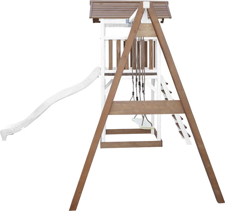 Produktbild Axi Beach Tower Spielturm mit Doppelschaukel Braun/weiss - weisse Rutsche