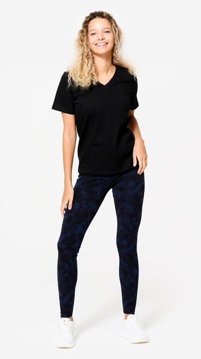 Produktbild Domyos Women's Cotton Fitness Leggings - Black/Blue (W28/L31)