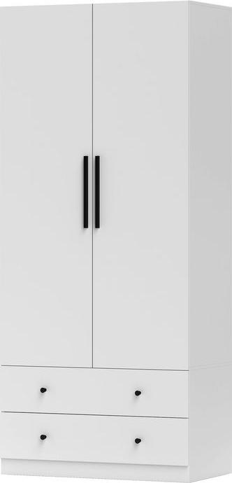 Swisshandel24 Kleiderschrank Mehrzweckschrank 2-türig mit Kleiderstange und 2 Schubladen