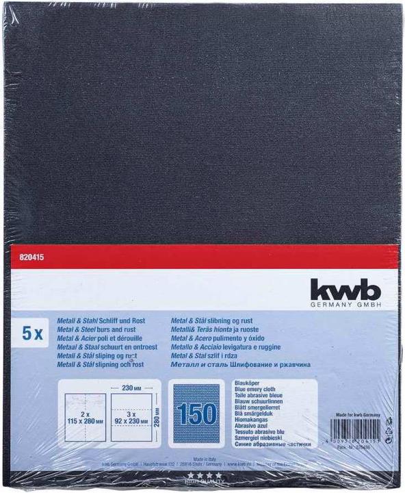 Image du produit kwb Toile émeri bleu en vrac GR. 150, 5 pcs. (K150)