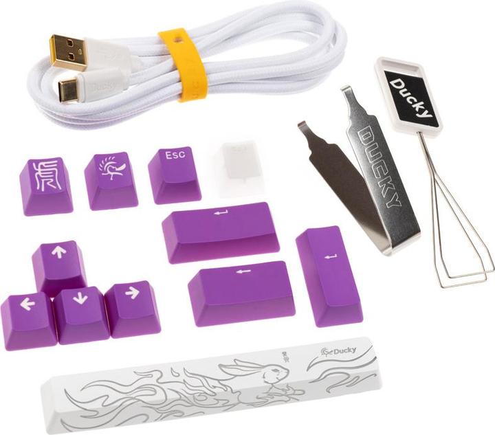 Actual product image Ducky One 3 Aura White Gaming Keyboard, RGB LED - MX-Blue (US) (US, Cable)