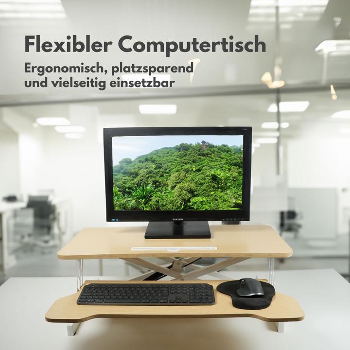 Immagine prodotto Hermex Bürotisch Aufsatz Notebook Schreibtisch Pneumatik Hubtisch Office Desk Arbeitstisch (80 x 64 x 51,5 cm)