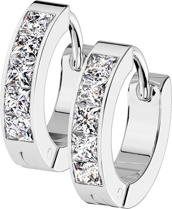 Star Piercing Ohrring silber quadratische Kristalle silber (ohne Messing, Chirurgenstahl 316L)