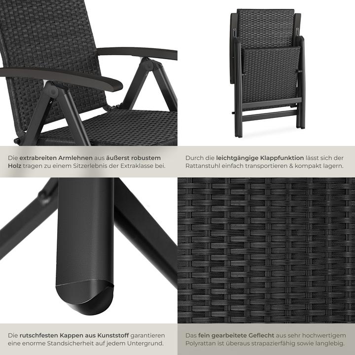 Produktbild tectake Rattanstuhl Melbourne klappbar