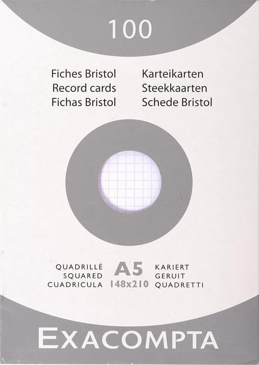 Exacompta Karteikarten A5 (A4, 205 g/m², 100 x)