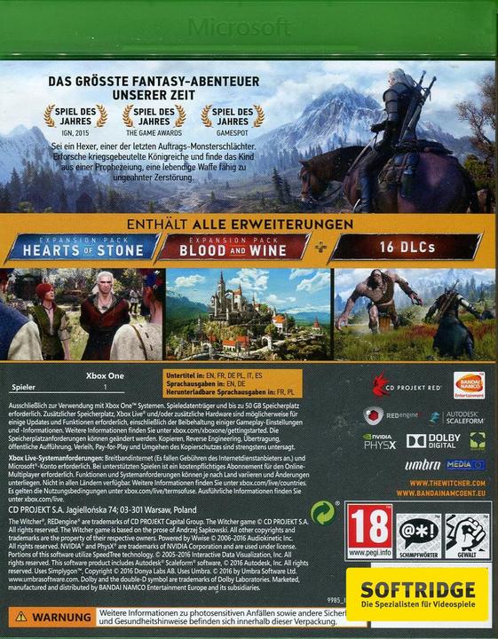 Immagine prodotto Bandai Namco The Witcher 3: Caccia Selvaggia (Xbox One X, Xbox Series X, Multilingue)