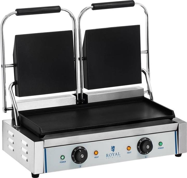 Produktbild Royal Catering Kontaktgrill Sandwichmaker Tischgrill Doppelgrill Glatt 2 X 1.800 W Edelstahl