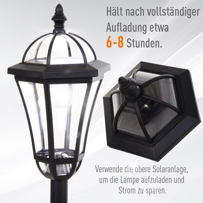 Image du produit Swisshandel24 Lanterne solaire de jardin, set de 2, lampe de jardin, lampe de chemin avec LED, 6-8 h, acier (IP44)