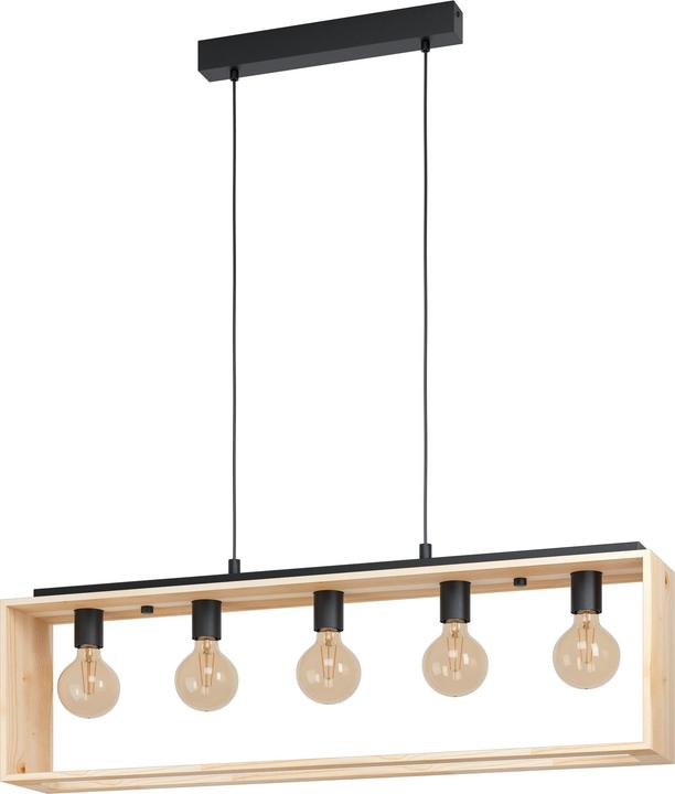 Actual product image EGLO Pendant lamp FAMBOROUGH 5x E27, Black/Nature (E27)