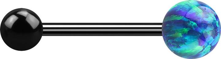 Star Piercing Micro Barbell schwarz mit Kugel und Kugel Opal blau (ohne Messing, Chirurgenstahl 316L)