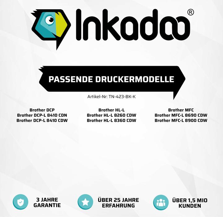 Image du produit Inkadoo Toner Compatible pour Brother TN-423 MFC-L 8900 Series HL-L 8260 DCP-L 8410 Series (Y, CF)