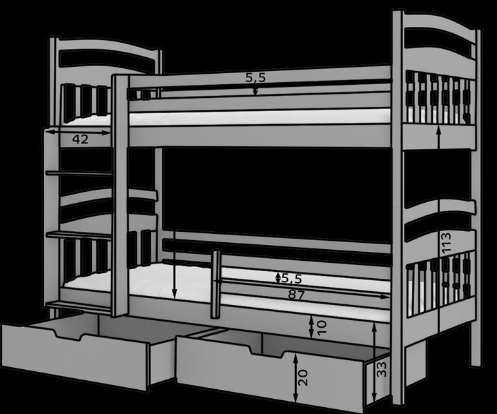 Produktbild ADRK Furniture Etagenbett doppelt ADA 200x90 (200 x 90 cm)
