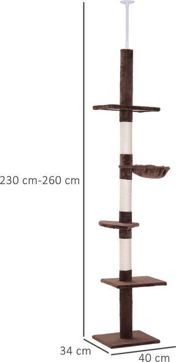 Produktbild PawHut Kratzbaum höhenverstellbar (260 cm, Braun)