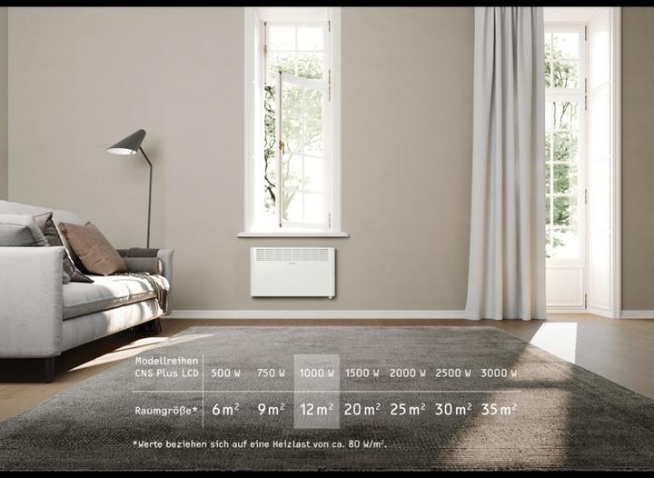 Produktbild Stiebel Eltron CNS 1000 Plus LCD, 1,0 kW Wandkonvektor für ca. 12 m², TÜV geprüft (1000 W)