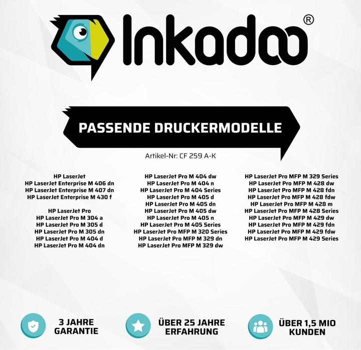 Produktbild Inkadoo kompatibler Toner als Ersatz für HP CF259 passend für HP LaserJet Enterprise M 406 LaserJet (BK)