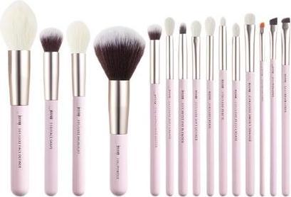 Produktbild Jessup Makeup Pinsel Set 15pcs Rosa beschriftet für Foundation Puder Definer Highlight Liner Eyeshadow (Set)