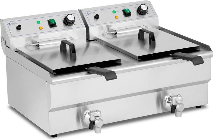 Produktbild Royal Catering Friteuse Edelstahl Doppel Fritteuse Fritöse Elektro 2 X 16 L Gastronomie 6000 W
