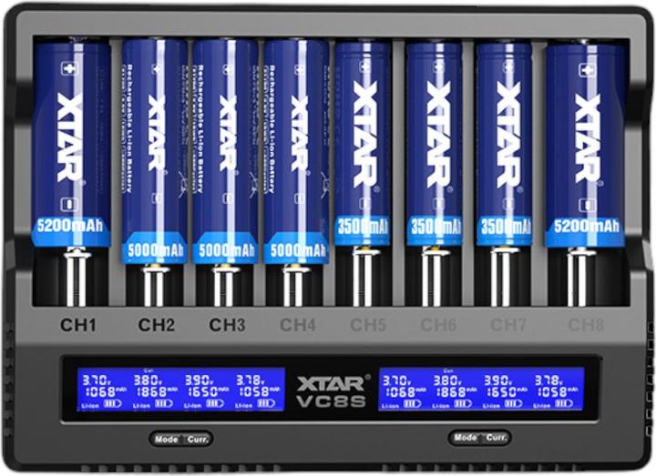 Xtar VC8S 8-Fach Li-ion/Ni-MH Ladegerät (C, A, D, AA, AAAA, AAA, Ladegerät ohne Akku)