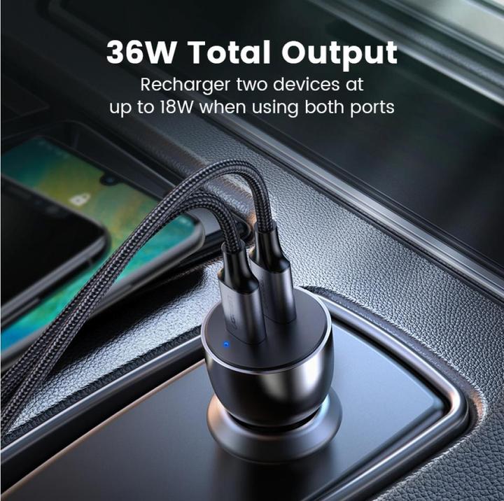 Immagine prodotto Ugreen Caricatore da auto doppio USB QuickCharge 3.0 36 Watt