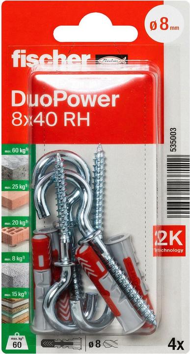 Produktbild Fischer SB Nylondübel Duopower mit Rundhaken (4 Stk.)