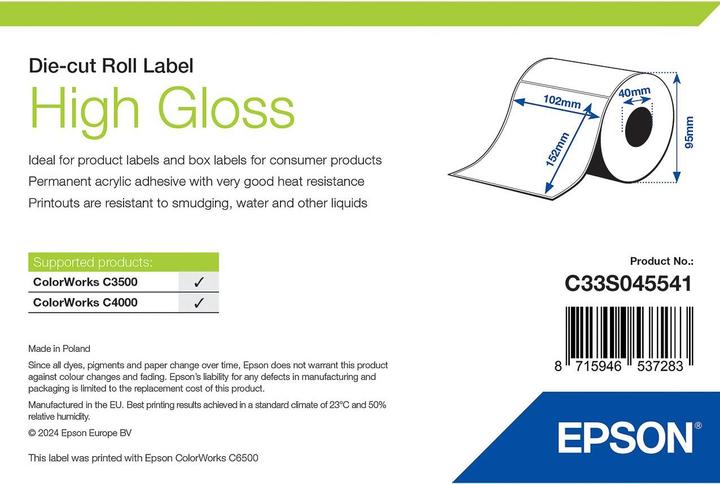 Produktbild Epson High Gloss Label Die-Cut Roll