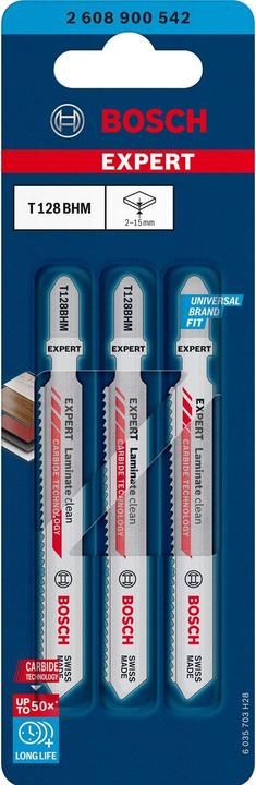 Produktbild Bosch Professional Zubehör EXPERT ‘Laminate Clean’ T128 BHM Stichsägeblatt, 3 Stück