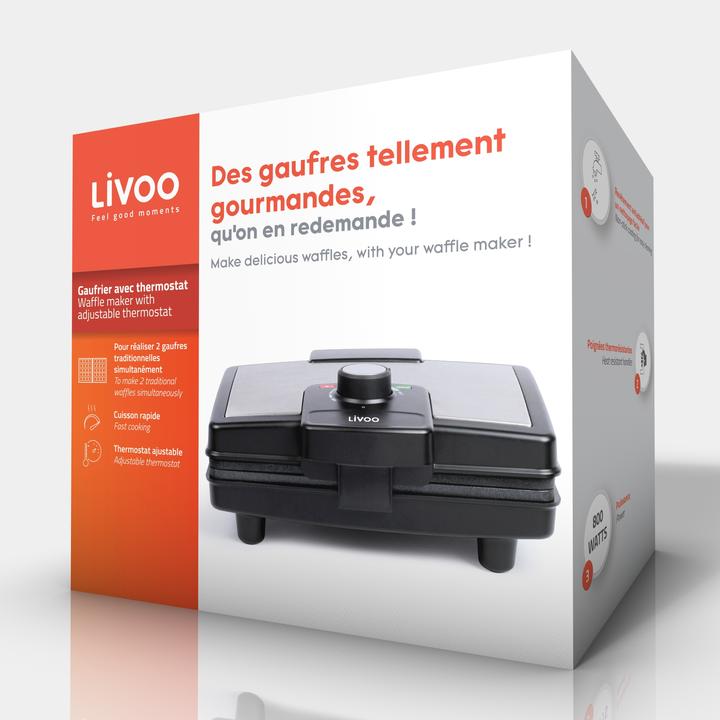 Actual product image Livoo Waffle maker with adjustable thermostat