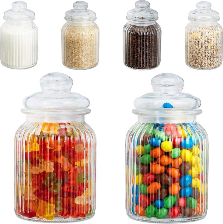 Image du produit Relaxdays Lot de 6 bocaux en verre, 1000 ml (1 l)