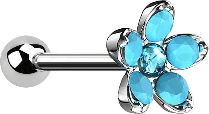 Star Piercing Micro Barbell silber Opal Blume türkis (Chirurgenstahl 316L, Messing)