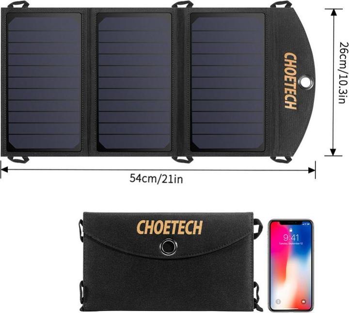 Produktbild Choetech USB-Solarladegerät (19 W, 0.48 kg)