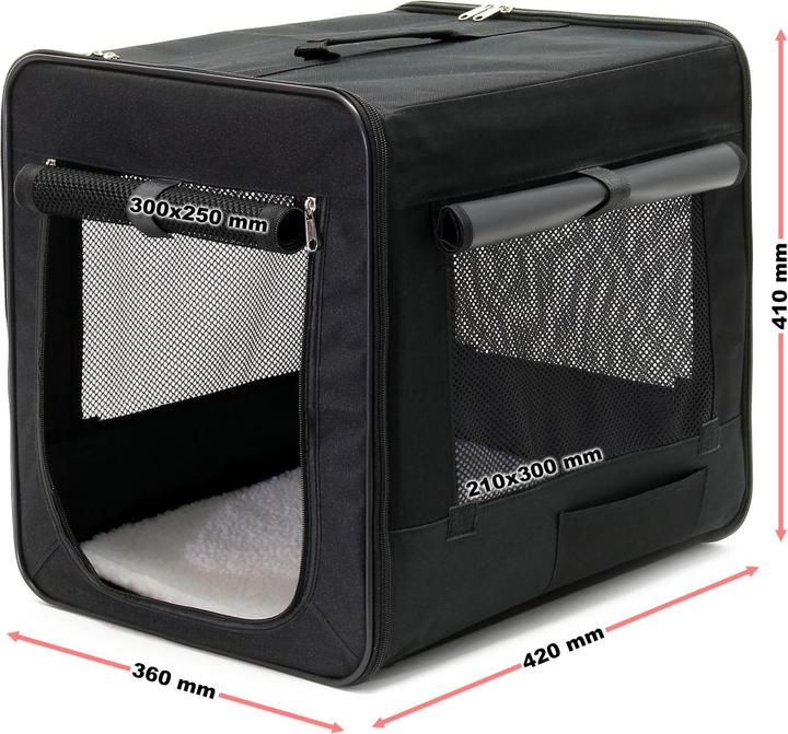 Productafbeelding Fudajo Opvouwbare draagzak in zwart voor honden, katten en huisdieren, maat S (42x36x41 cm), met kussen (Kat, Hond, Opvouwbaar)