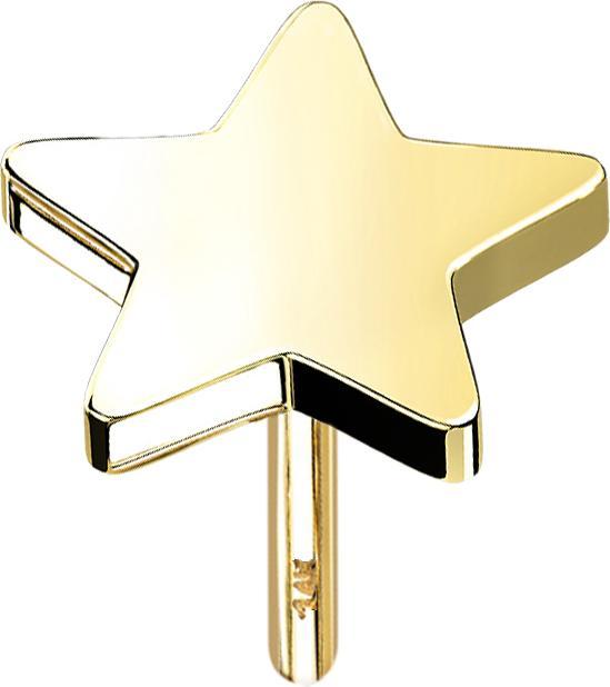 Star Piercing Threadless Stern 14k gold (ohne Messing, 14k Gold)