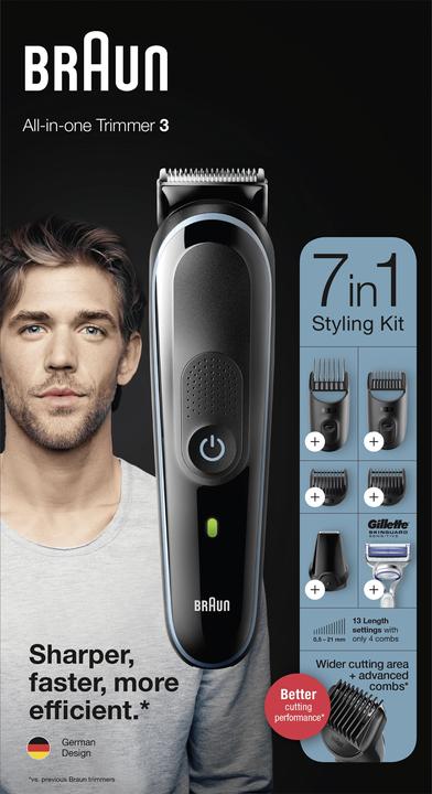 Actual product image Braun Multi Grooming Kit 3 MGK3342, 7-in-1 Beard Trimmer for Men, 5 Attachments