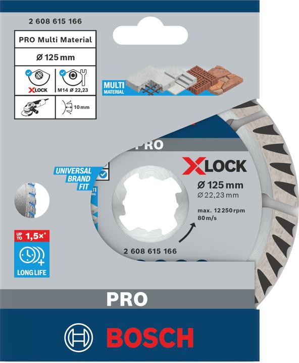 Actual product image Bosch Professional Zubehör PRO Multi Material X-Lock diamond cutting disc, 125 x 22.23 mm, 22.23 mm